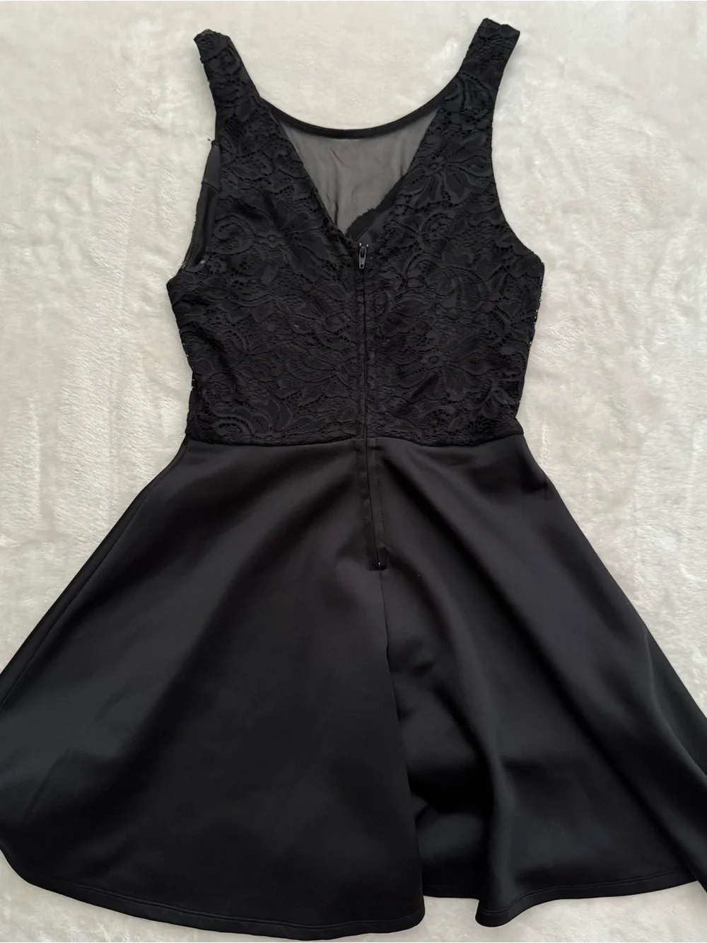 Black Lace Bodice A-Line Dress - Women